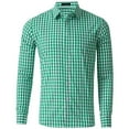 thumbnail image 1 of IROINNID Deals Shirts for Men Long Sleeve Autumn Slim Fit Turndown Lattice Top Blouse Shirt,Green, 1 of 3