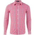 thumbnail image 1 of IROINNID Deals Shirts for Men Long Sleeve Autumn Slim Fit Turndown Lattice Top Blouse Shirt,Red, 1 of 3