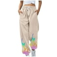 thumbnail image 1 of IROINNID Deals Sweatpants for Women Casual Jogger Relaxed Fit Flame Printing Sweatpants Lounge Trousers with Pockets High Waist Pants,Khaki, 1 of 4