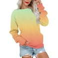 thumbnail image 1 of IROINNID Sweatshirt for Women Crewneck Casual Gradient Sweatshirt Long Sleeve Loose Fit Pullover Fall Tops,Yellow, 1 of 3