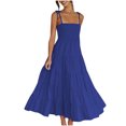 thumbnail image 1 of IROINNID Deals Wedding Guest Dresses for Women Evening Night Formal Fall Dress High Waist Sleeveless Printed Off Shoulder Color Suspender Sleeveless Round Neck Elegant A-Line Dress,Dark Blue, 1 of 5