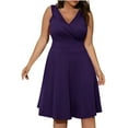 thumbnail image 1 of IROINNID Deals Wedding Guest Dresses for Women Evening Night Party Dress Plus Size V-Neck Solid Sleeveless Boho Dress Trendy Formal Dress,Purple, 1 of 6