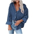 thumbnail image 1 of IROINNID Deals Womens Cardigans Long Sleeve Solid Color Long Sleeve Comfortable Breathable V-Neck Shirt Tops,Blue, 1 of 6