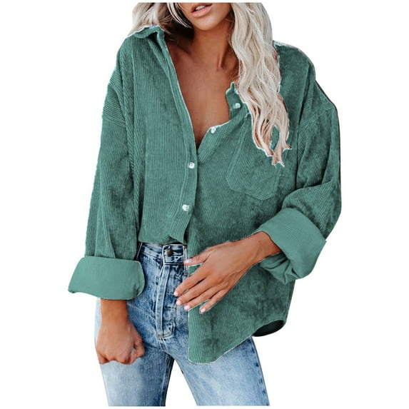 IROINNID Deals Womens Cardigans Long Sleeve Solid Color Long Sleeve Comfortable Breathable V-Neck Shirt Tops,Green