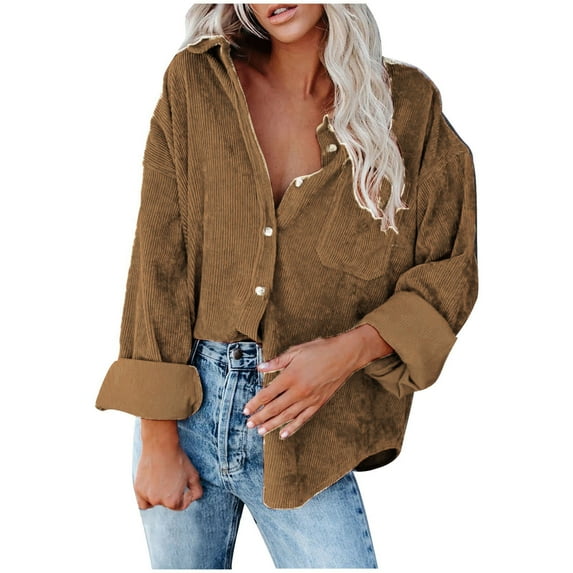IROINNID Deals Womens Cardigans Long Sleeve Solid Color Long Sleeve Comfortable Breathable V-Neck Shirt Tops,Khaki