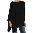thumbnail image 1 of IROINNID Womens Plus Size Tops Home Plus Size Round Neck Solid Long Sleeve Irregular Sweatshirt Loose Print Pullover Tops Blouse,Black, 1 of 7
