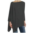 thumbnail image 1 of IROINNID Deals Womens Plus Size Tops Lounge Plus Size Round Neck Solid Long Sleeve Irregular Sweatshirt Loose Print Pullover Tops Blouse,Gray, 1 of 7