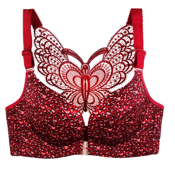 IROINNID Demi Cup Bras For Women Graphic Prints Leopard Front Buckle Without Steel Ring Traceless Sexy Underwear