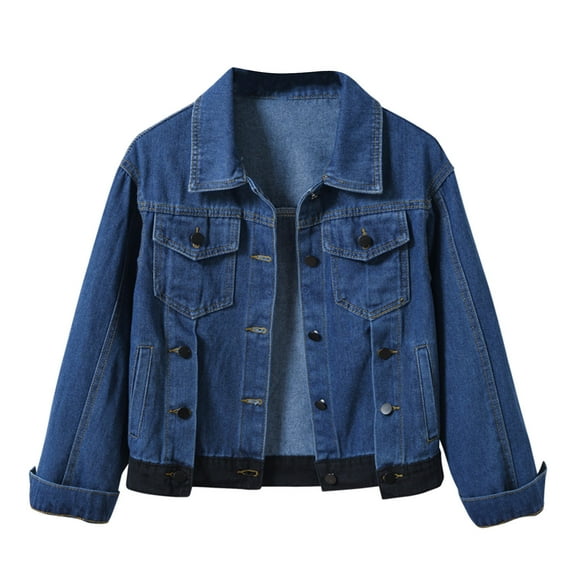 IROINNID Denim Jacket for Women Long Sleeve Turndown Lapel Light Wash Jean Jacket Solid Color Lightweight Button Down Classic Outerwear(Z06#Blue,M)