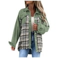 thumbnail image 1 of IROINNID Denim Jacket for Women Long Sleeve Turndown Lapel Light Wash Jean Jacket Plaid Lightweight Button Down Classic Outerwear,Green, 1 of 9