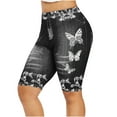 thumbnail image 1 of IROINNID Denim Shorts for Women Imitation Denim Printed Leggings Capri High Waist Elastic Pencil Sports Yoga Pants,Black, 1 of 5