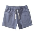 thumbnail image 1 of IROINNID Discount Athletic Shorts for Men Solid Cotton Sports Elastic Mid-waist Lace-up Shorts,Blue, 1 of 5