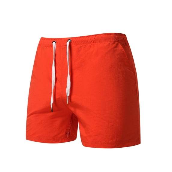 IROINNID Discount Athletic Shorts for Men Summer Outdoors Pockless Solid Color Zipper Drawstring Sport Shorts Pants,Orange
