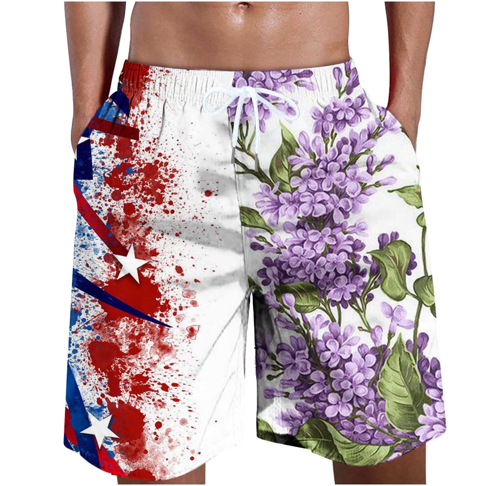 IROINNID Discount Bermuda Shorts for Men Patchwork Shorts With Pockets Elastic Waist Beach Pants