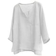 thumbnail image 1 of IROINNID Discount Button Down Shirts for Men Summer Long SleevesＶ-Neck Comfortable Loose Blouse Tops,White, 1 of 3
