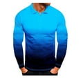 thumbnail image 1 of IROINNID Button Up Shirts for Men Printing Turn-Down Collar Pullover Tops Slim Fit Basic Long Sleeve T-Shirt,Blue, 1 of 2