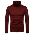thumbnail image 1 of IROINNID Button Up Shirts for Men Solid Turtleneck Long Sleeve Blouse Pullover Base Shirt Blouse,Burgundy, 1 of 4