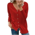 thumbnail image 1 of IROINNID Discount Cardigan for Women Buttons Long Sleeve Solid Short Coat Cardigan Blouse,Red, 1 of 4