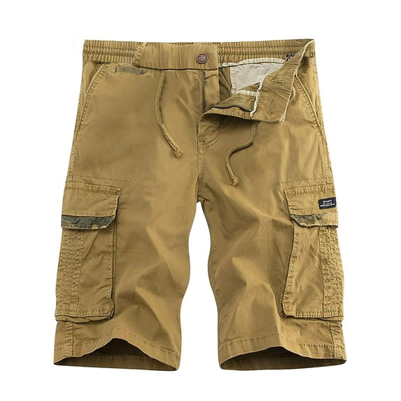 IROINNID Discount Cargo Shorts for Men Summer Outdoors Solid Color Button Pocket Sport Shorts Pants,Khaki