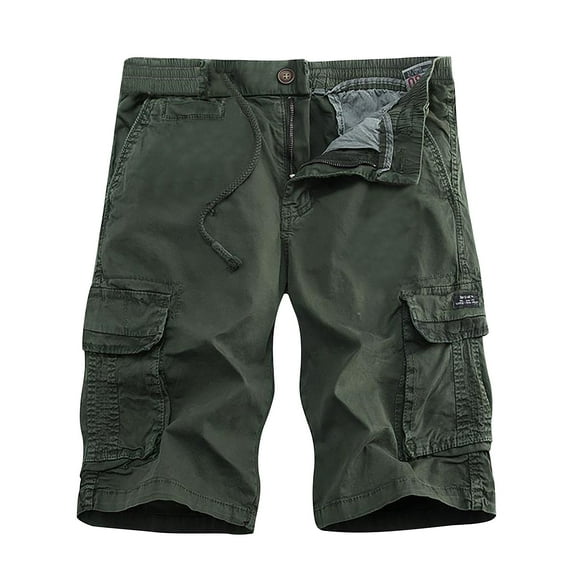 IROINNID Cargo Shorts for Men Summer Outdoors Solid Color Button Pocket Sport Shorts Pants,Olive Green