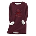 thumbnail image 1 of IROINNID Discount Christmas Sweatshirts for Women Thick Fleece Sweatshirt Long Sleeve Xmas Print Velvet Warm Crewneck Loungewear Tops,Burgundy, 1 of 5