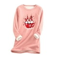 thumbnail image 1 of IROINNID Discount Christmas Sweatshirts for Women Thick Fleece Sweatshirt Long Sleeve Xmas Print Velvet Warm Crewneck Loungewear Tops,Pink, 1 of 5