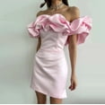thumbnail image 1 of IROINNID Discount Cocktail Dress for Women Evening Night Party Solid Color Sexy Off Shoulder Wrap Hip Dress Cocktail Dress,Pink, 1 of 6