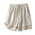 thumbnail image 1 of IROINNID Cotton Shorts for Women Summer Leisure Everything Elastic Wide Foot Pants Large Size Thin Style Shorts,Gray, 1 of 5