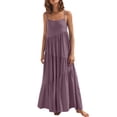 thumbnail image 1 of IROINNID Discount Dress for Women 2023 Casual Cocktail Wedding Guest Dress Summer Loose Dress Strap Beach Long Maxi Summer Dresses For Sundress,Purple, 1 of 6