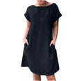 thumbnail image 1 of IROINNID Dress for Women 2023 Casual Cocktail Wedding Guest Dress Round Neck Short Sleeved Dress Fit&Flare Dress,Black, 1 of 7