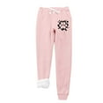 thumbnail image 1 of IROINNID Discount Fleece Sweatpants for Women Casual Jogger Printing Leggings Drawstring Waist Thick Warm Elastic Pants with Pockets,Pink, 1 of 3