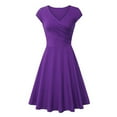 thumbnail image 1 of IROINNID Discount Formal Dress for Women Wedding Guest Homecoming Party Trendy Summer Color Short Sleeve V-Neck Loose Dress,Purple, 1 of 3