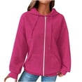 thumbnail image 1 of IROINNID Discount Hoodie Jacket for Women Casual Zipper Long Sleeve Solid Waffle Jacket Sport Loose Coat All-match Hoodie Jacket,Hot Pink, 1 of 6