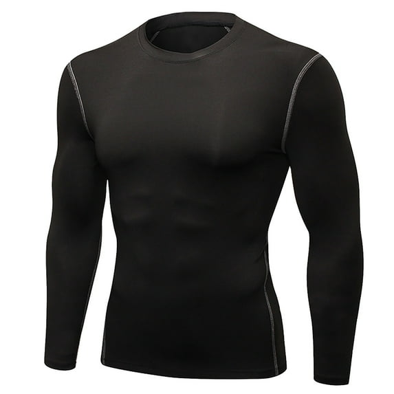 IROINNID Long Sleeve Pullover Shirts for Men Leisure Tight Training Sports Fitness Running Sweat Wicking Shirt,Black
