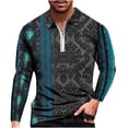 thumbnail image 1 of IROINNID Discount Long Sleeve Pullover Shirts for Men Loose Unisex Daily T-shirt 3D Print Half Zipper Tops Blouse,Blue, 1 of 3