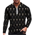 thumbnail image 1 of IROINNID Discount Long Sleeve Pullover Shirts for Men Loose Unisex Daily T-shirt 3D Print Half Zipper Tops Blouse,Gold, 1 of 3