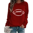 thumbnail image 1 of IROINNID Discount Long Sleeve Shirt for Women Fall Tops Round Neck Rugby Print Casual Shirt Crewneck Base Sweatshirt Comfy Blouse Tops,Burgundy, 1 of 5