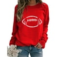 thumbnail image 1 of IROINNID Discount Long Sleeve Shirt for Women Fall Tops Round Neck Rugby Print Casual Shirt Crewneck Base Sweatshirt Comfy Blouse Tops,Red, 1 of 4