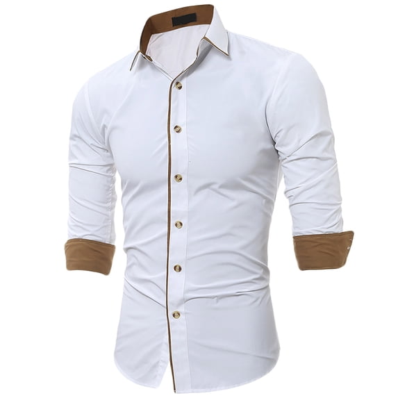IROINNID Discount Long Sleeve Shirts for Men Leisure And Business Single-breasted Shirt Top,White