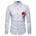 thumbnail image 1 of IROINNID Discount Long Sleeve Shirts for Men Loose Rose Embroidered Turndown Shirt Blouse,White, 1 of 9
