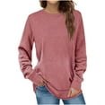 thumbnail image 1 of IROINNID Long Sleeve T-Shirts for Women Autumn Winter Solid Round-Neck Pullover Tops,Red, 1 of 7