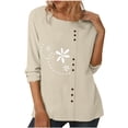 thumbnail image 1 of IROINNID Discount Long Sleeve T-Shirts for Women Causal Round Neck Printing Blouse T-Shirt Button Tops,Yellow, 1 of 4