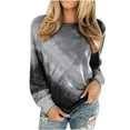 thumbnail image 1 of IROINNID Long Sleeve T-Shirts for Women Printed Loose T-shirt Blouse Round Neck Home Tops,Gray, 1 of 8