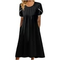 thumbnail image 1 of IROINNID Discount Maxi Dress for Women Wedding Guest Birthday Dress Sexy V-Neck Printing Summer Short Sleeve Dress Empire Dress,Black, 1 of 6