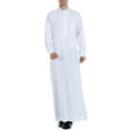 thumbnail image 1 of IROINNID Discount Men's Muslim Robe With Button Long Sleeve Long Comfy Solid Robe,White, 1 of 9
