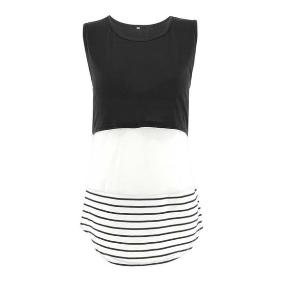 IROINNID Nursing Tank for Women Pregnant Clothes Striped Fashion Lace Vest Maternity Nursing Top,Black