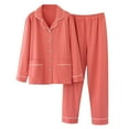 thumbnail image 1 of IROINNID Discount Pajamas for Women Men Cardigan Casual Double Pocket Solid Long Sleeves Sleepwear Tops And Pants Turndown Suit Sleepwear,Red, 1 of 3