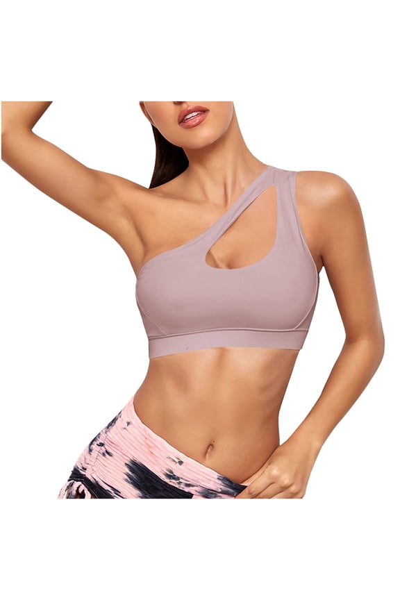 Plus Size Sports Bras for Women Push Up Bra One-shoulder Sports Bra Fitness Yoga Quick-drying Shock-proof Vest Running Sports Bra,Purple