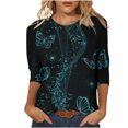 thumbnail image 1 of IROINNID Discount Polyester Long Sleeve T Shirt for Women Casual Printed Loose T-shirt Blouse Round Neck Tops,Black, 1 of 5