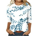 thumbnail image 1 of IROINNID Polyester Long Sleeve T Shirt for Women Casual Printed Loose T-shirt Mid-length Blouse Round Neck Tops,White, 1 of 5